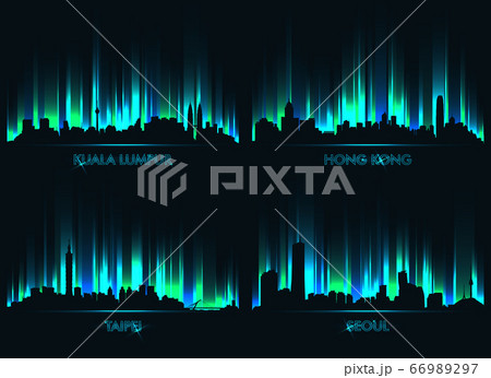 Neon city skyline Kuala Lumpur, Hong Kong, Taipei, Seoul 66989297