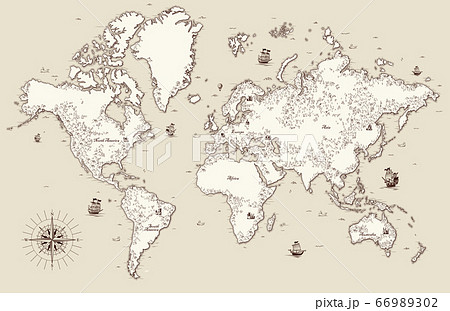 High detailed, Old world map with decorative 66989302