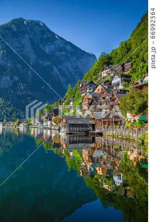 Historic town of Hallstatt in summer, Austria Historic town of Hallstatt in summer, Austria 66992564