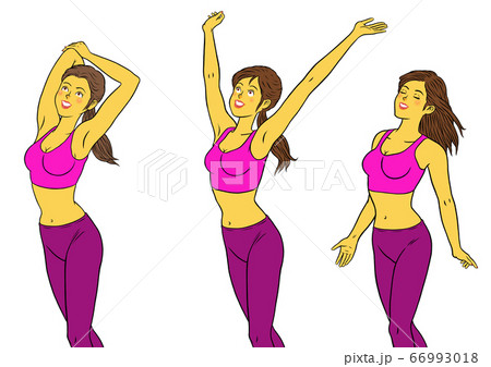 リラックスするフィットネスインストラクターの女性3セット リラックスするフィットネスインストラクターの女性3セット 66993018