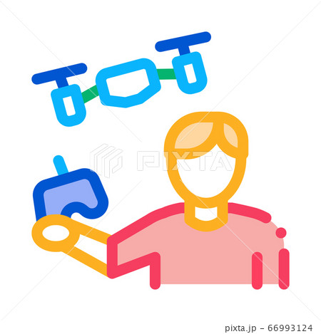 drone man with remote control icon vector outline illustration 66993124