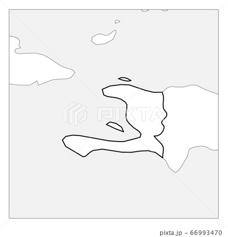 Map of Haiti black thick outline highlighted with neighbor countries 66993470