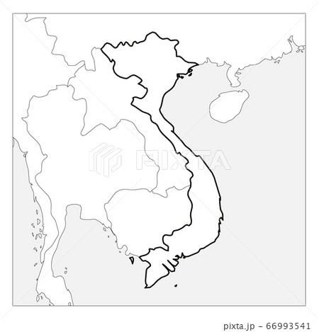 Map of Vietnam black thick outline highlighted with neighbor countries 66993541