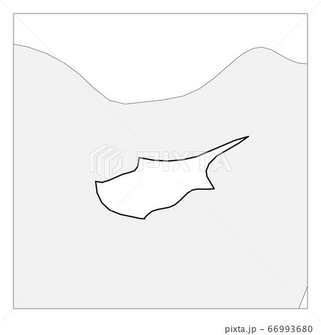 Map of Cyprus black thick outline highlighted with neighbor countries 66993680