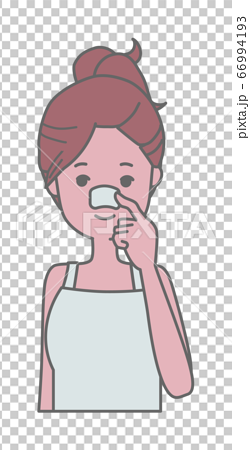 鼻の毛穴パックをする女性のイラスト 66994193