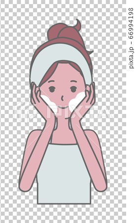 泡洗顔をする女性のイラスト 66994198