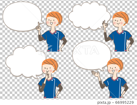 Speech bubble with cute female instructor facial expression variations Speech bubble with cute female instructor facial expression variations 66995229