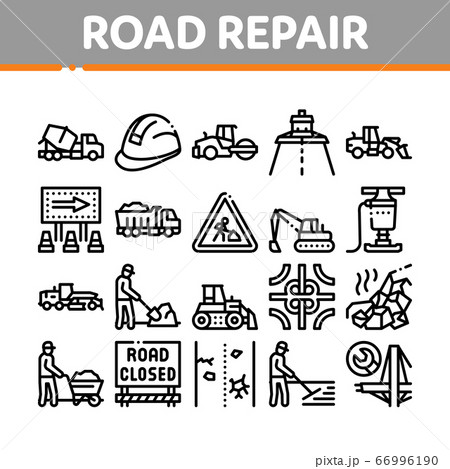 Road Repair And Construction Icons Set Vector 66996190