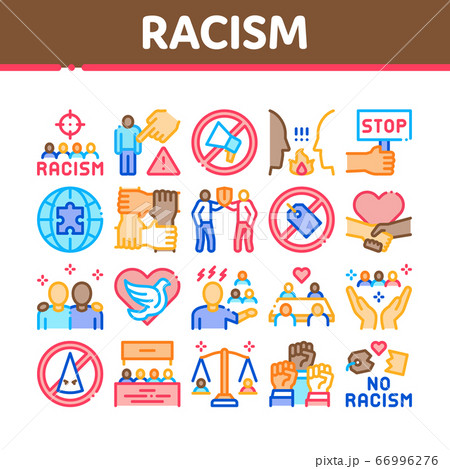 Racism Discrimination Collection Icons Set Vector 66996276