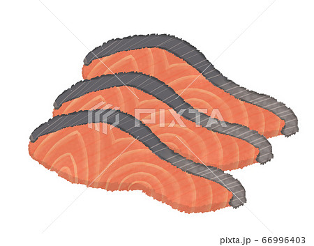 R メルヘンな鮭の切り身 複数のイラスト素材