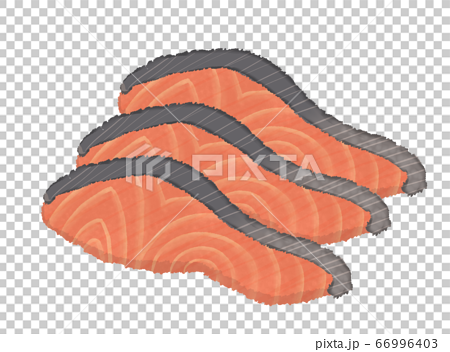 R メルヘンな鮭の切り身 複数のイラスト素材