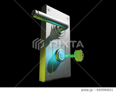 ドアノブと鍵(防犯イメージ 黒バック) ドアノブと鍵(防犯イメージ 黒バック) 66996601