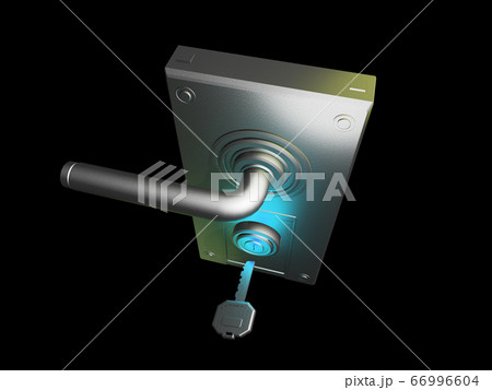 ドアノブと鍵(防犯イメージ 黒バック) ドアノブと鍵(防犯イメージ 黒バック) 66996604