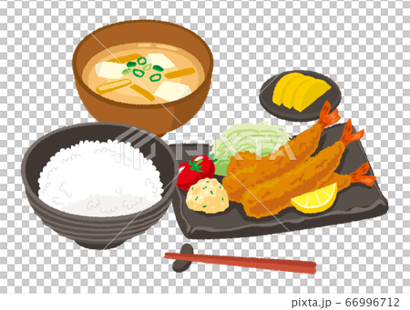 エビフライ定食のイラストのイラスト素材