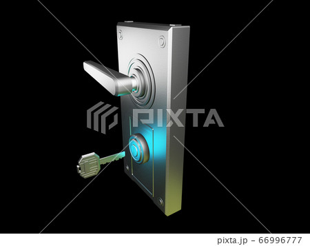 ドアノブと鍵(防犯イメージ 黒バック) ドアノブと鍵(防犯イメージ 黒バック) 66996777