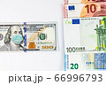 US dollar and Multi Currency with mask indicating COVID affects 66996793