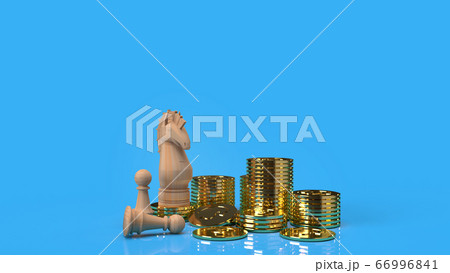 The knight chess on gold coins 3d rendering for business content. 66996841