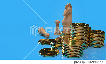 The knight chess on gold coins 3d rendering for business content. The knight chess on gold coins 3d rendering for business content. 66996844
