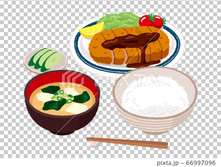 トンカツ定食のイラストのイラスト素材 [66997096] - PIXTA