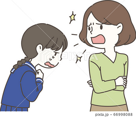 不登校の女の子と母親 66998088