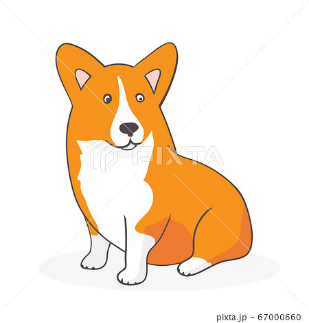 Cute cartoon red dog Corgi sitting on carpet 67000660