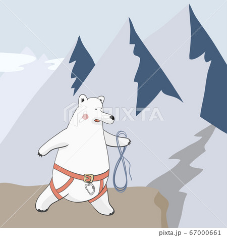 Bear Climber Polar Bear In A Rescue Harnessのイラスト素材