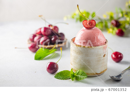Bowl of cherry ice cream Bowl of cherry ice cream 67001352
