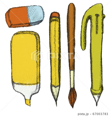 Clip art of pencil sketch of school stationery, supplies. Clip art of pencil sketch of school stationery, supplies. 67003783
