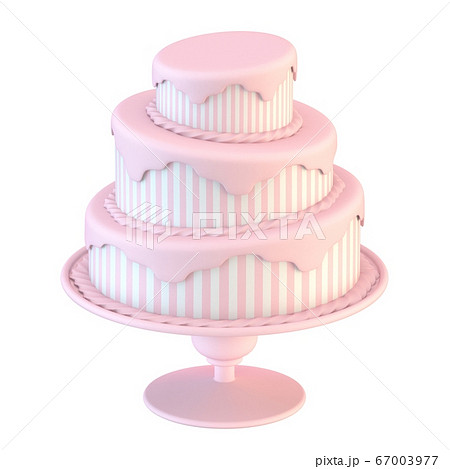 Pink white cake with stripes 3D Pink white cake with stripes 3D 67003977