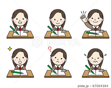 学生アイコン女子机セット02 67004364