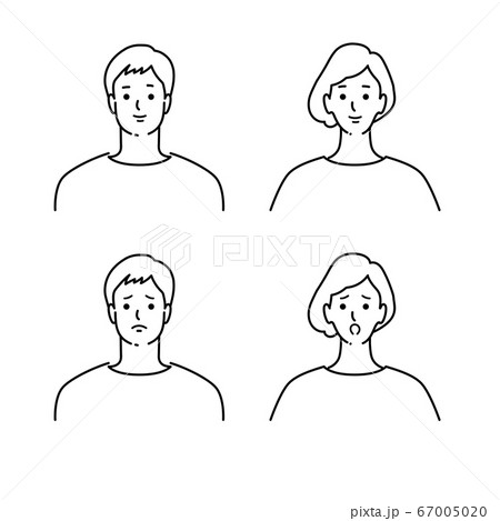 シンプルな男女の線画アイコンのイラスト素材
