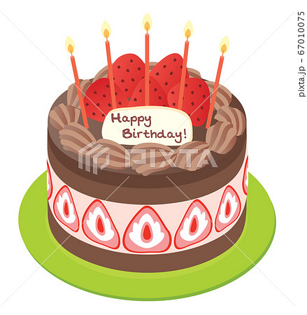 苺とチョコのお誕生日ケーキのイラスト素材