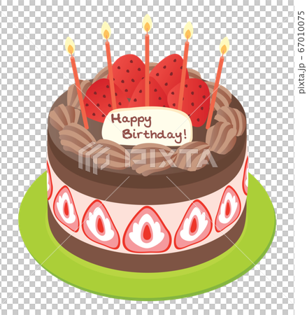 苺とチョコのお誕生日ケーキのイラスト素材