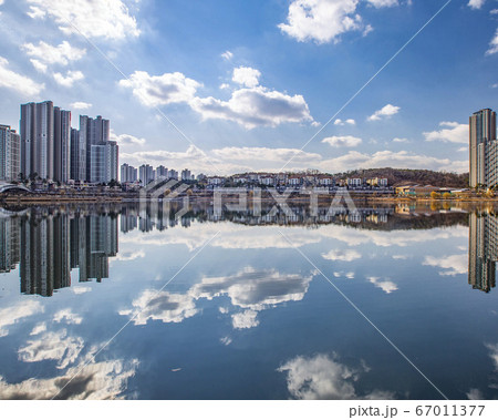 広橋湖公園 景色 韓国の写真素材