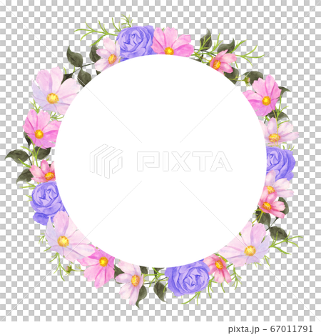 秋桜と薔薇 水彩画 ホワイト額入り C99201932公式 ストア