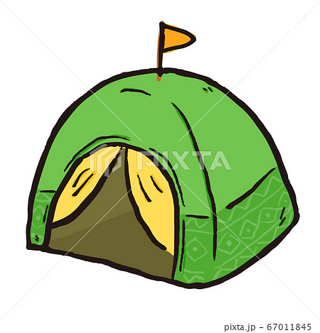 登山 アウトドア キャンプやグランピングなどで使える ゆるかわな テント ベクターイラストのイラスト素材