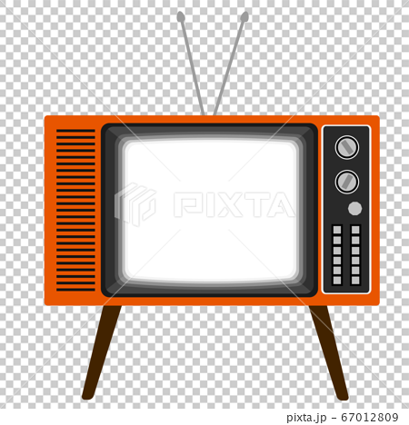 リアルでレトロな可愛いテレビのイラスト 画面オン 脚付きのイラスト素材 67012809 Pixta