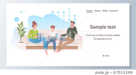 parents with child using laptops happy family spending time together modern living room interior parents with child using laptops happy family spending time together modern living room interior 67013399