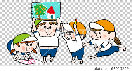 保育園 幼稚園 子供たち お絵かきのイラスト素材