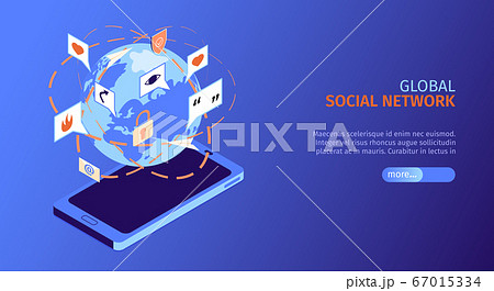 Isometric Social Media Horizontal Bannerのイラスト素材
