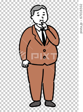 太った肥満の社長さん（ビジネスマン）　考える 67016502