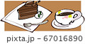 イラスト素材:チョコケーキとコーヒーのセット 67016890