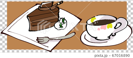イラスト素材:チョコケーキとコーヒーのセット イラスト素材:チョコケーキとコーヒーのセット 67016890