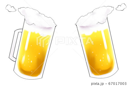 ビールで乾杯 ビールジョッキとグラスのイラスト素材