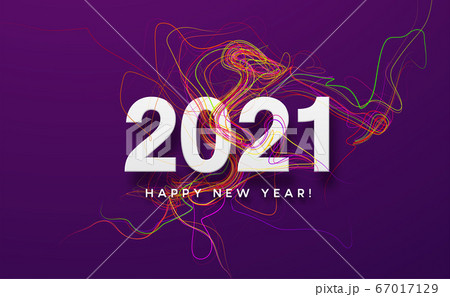 2021 white inscription on the purple background of red wave smoke. Vector illustration 2021 white inscription on the purple background of red wave smoke. Vector illustration 67017129