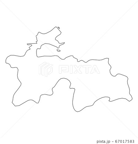 Tajikistan - solid black outline border map of country area. Simple flat vector illustration 67017583