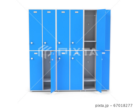 Blue lockers. Two row section of lockers for schoool or gym Blue lockers. Two row section of lockers for schoool or gym 67018277