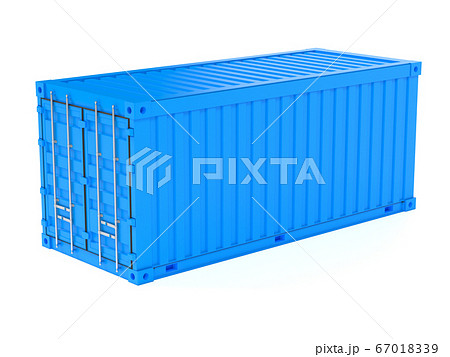 Shipping freight container. Blue intermodal container 67018339