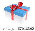 Christmas gift. Blue box with red ribbon bow. 3d rendering illustration 67018392