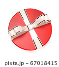 Red round gift box. 3d rendering illustration 67018415